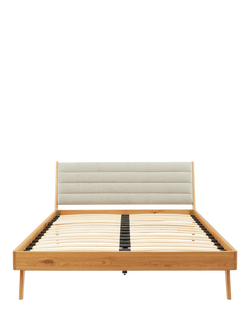 John Lewis X-Ray Upholstered Oak Wood Bed Frame, King Size, Mandarin - view 2, Mandarin