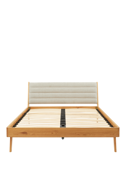 John Lewis X-Ray Upholstered Oak Wood Bed Frame, King Size, Mandarin - view 2, Mandarin