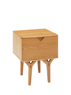 John Lewis X-Ray Oak Wood 1 Drawer Bedside Table, Oak, Oak