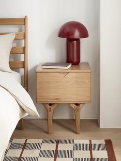 John Lewis X-Ray Oak Wood 1 Drawer Bedside Table, Oak - view 2, Oak