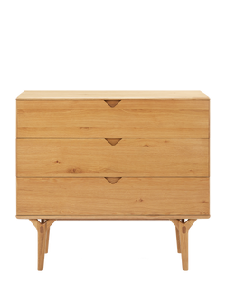 John Lewis X-Ray Oak Wood 3 Drawer Chest, Oak - view 2, Oak