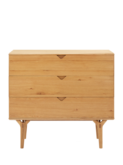 John Lewis X-Ray Oak Wood 3 Drawer Chest, Oak - view 2, Oak