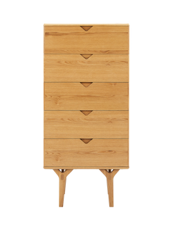 John Lewis X-Ray Oak Wood 5 Drawer Tallboy Chest, Oak - view 2, Oak