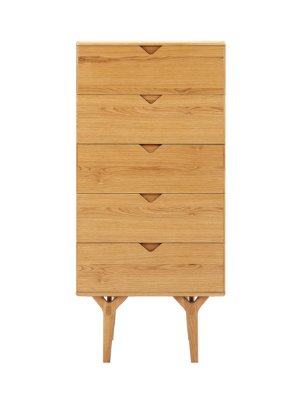 John Lewis X-Ray Oak Wood 5 Drawer Tallboy Chest, Oak - view 2, Oak