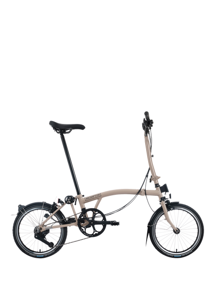 Brompton C Line 12-Speed High Handlebar Folding Bike, Dune Sand, Dune Sand