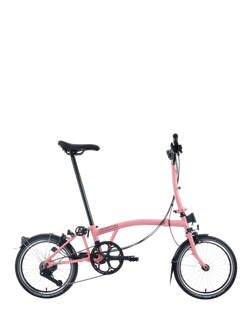 Brompton C Line 12-Speed Mid Handlebar Folding Bike, Flamingo Pink, Flamingo Pink