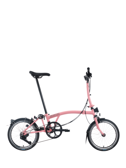 Brompton C Line 12-Speed Mid Handlebar Folding Bike, Flamingo Pink, Flamingo Pink