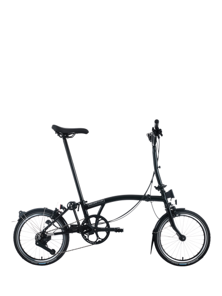 Brompton C Line 12-Speed Mid Handlebar Folding Bike, Matt Black, Matt Black