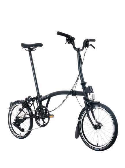 Brompton C Line 12-Speed Mid Handlebar Folding Bike, Matt Black - view 2, Matt Black