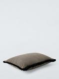John Lewis Mini Stripe Velvet Fringed Cushion, Black