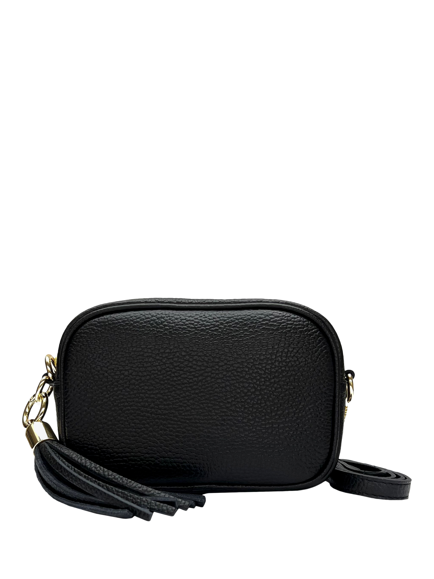 Product image 5 of 7, which shows Apatchy London Leather Mini Tassel Cross Body Phone Bag, Black