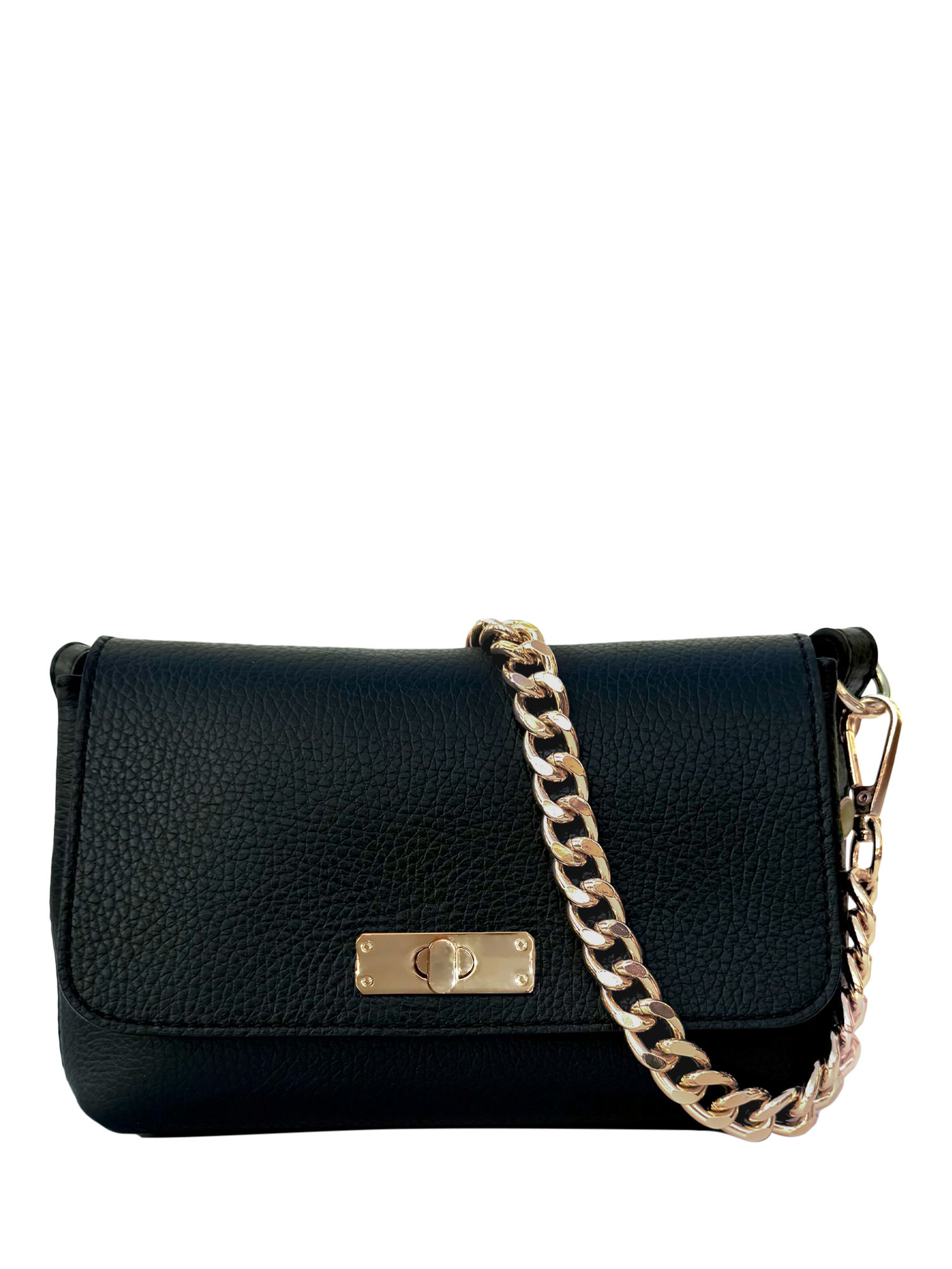 Product image 1 of 9, which shows Apatchy London The Maisie Leather Crossbody Bag, Black