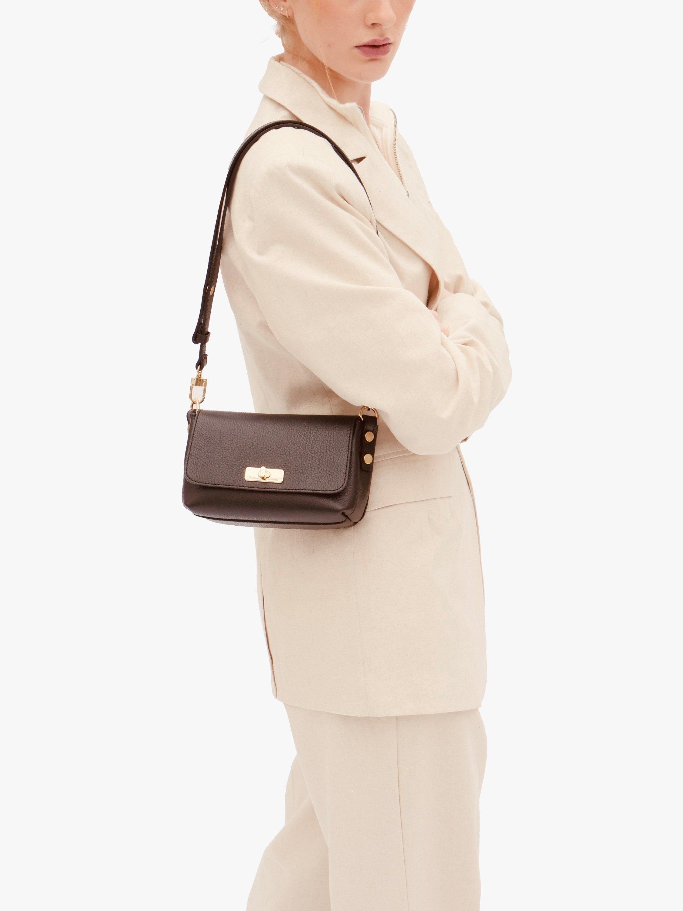 Product image 8 of 9, which shows Apatchy London The Maisie Leather Crossbody Bag, Black