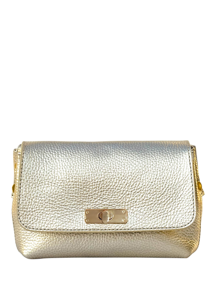 Apatchy London The Maisie Mini Leather Crossbody Bag with Slim Flat Crossbody Strap - view 2, Gold