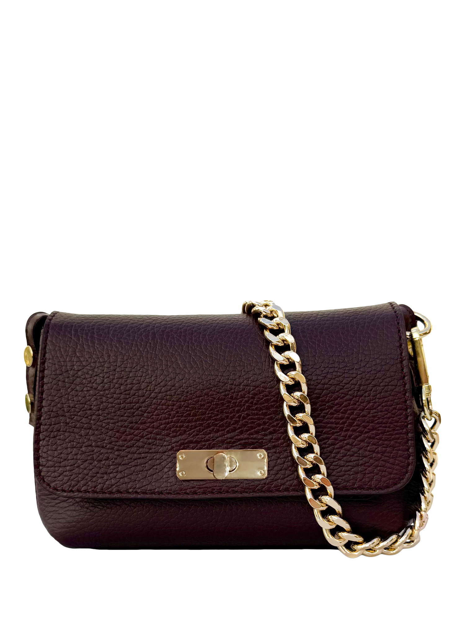 Product image 1 of 8, which shows Apatchy London The Maisie Leather Crossbody Bag, Port