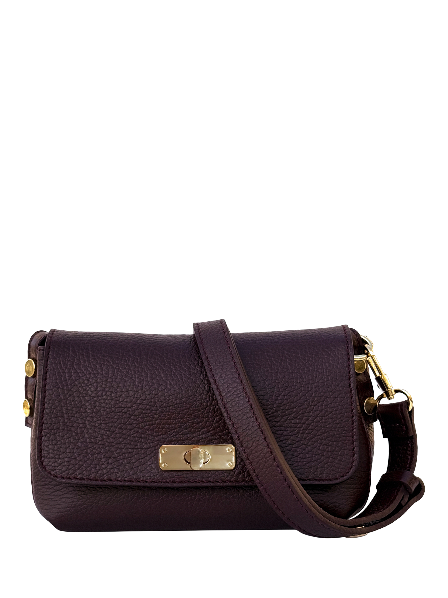 Product image 5 of 8, which shows Apatchy London The Maisie Leather Crossbody Bag, Port