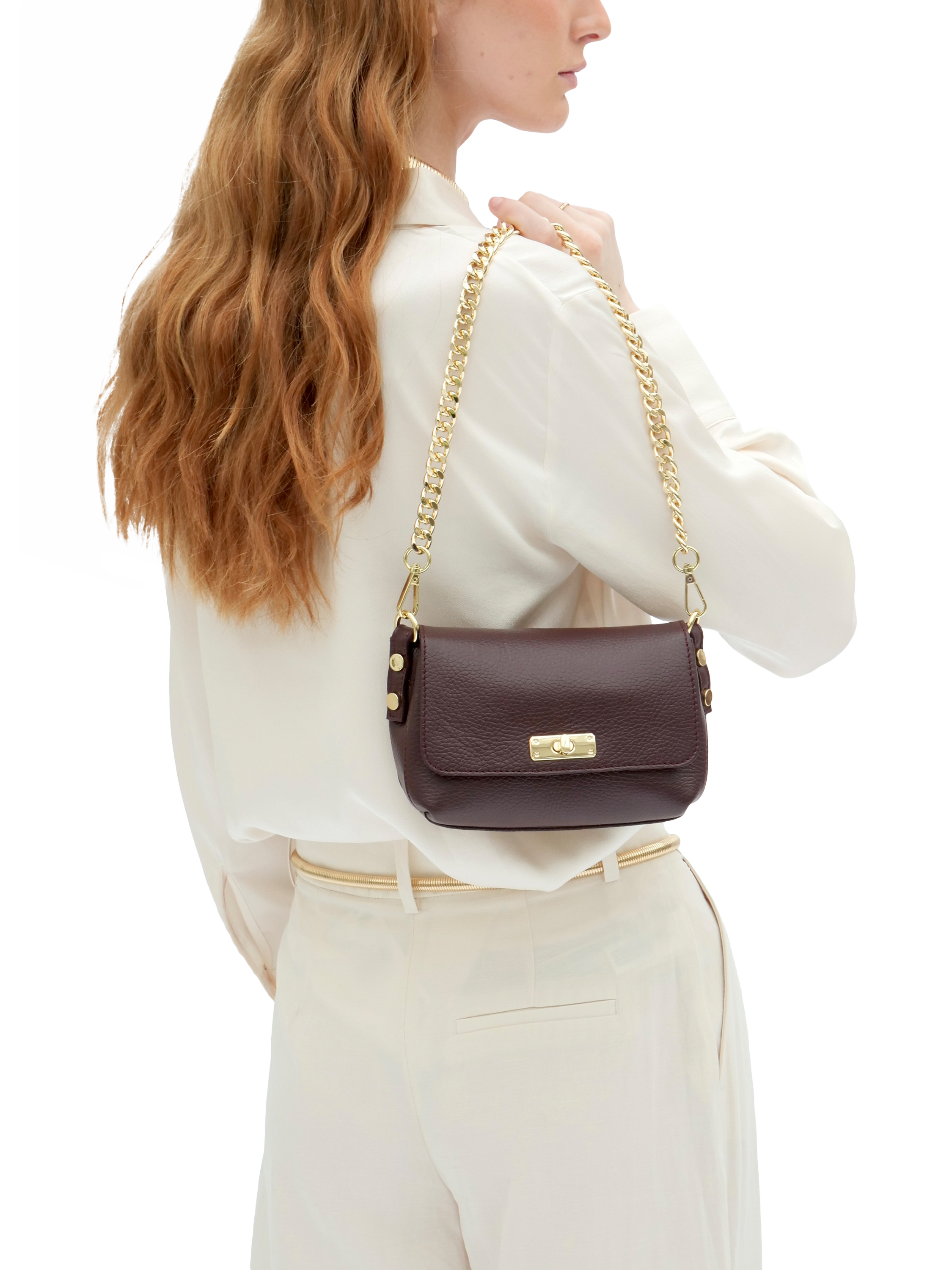 Product image 6 of 8, which shows Apatchy London The Maisie Leather Crossbody Bag, Port