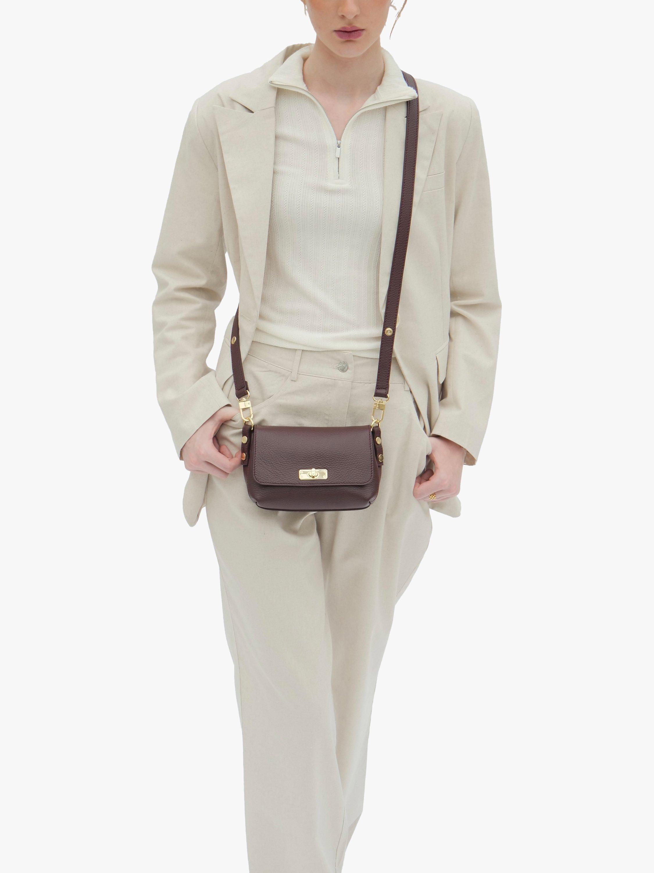 Product image 7 of 8, which shows Apatchy London The Maisie Leather Crossbody Bag, Port