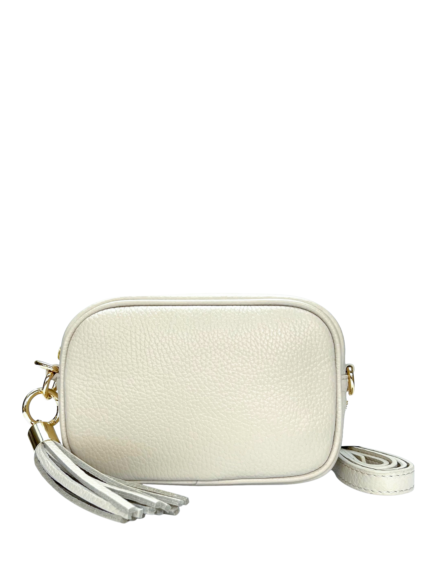 Product image 5 of 6, which shows Apatchy London The Mini Tassel Leather Shoulder Bag, Stone