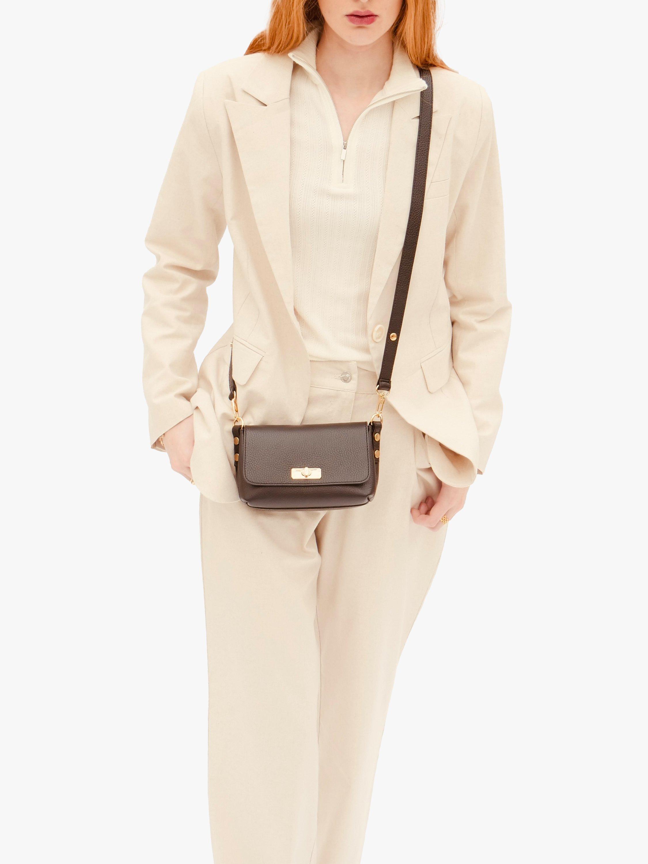Product image 9 of 9, which shows Apatchy London The Maisie Leather Crossbody Bag, Black