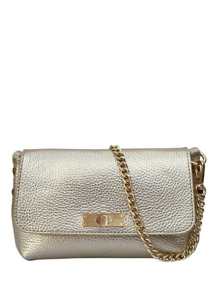 Apatchy London The Maisie Mini Leather Crossbody Bag with Slim Flat Crossbody Strap, Gold