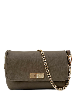 Apatchy London The Maisie Mini Leather Crossbody Bag with Slim Flat Crossbody Strap, Mink