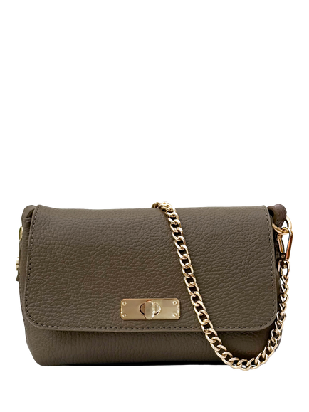 Apatchy London The Maisie Mini Leather Crossbody Bag with Slim Flat Crossbody Strap, Mink