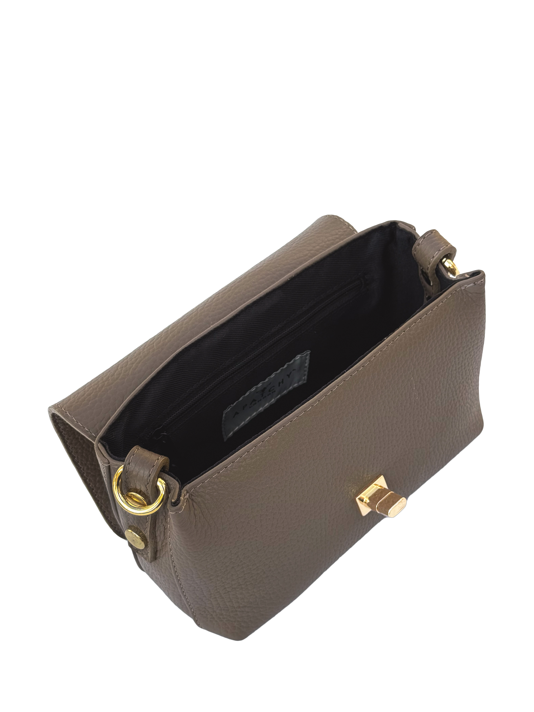 Product image 3 of 9, which shows Apatchy London The Maisie Leather Crossbody Bag, Mink