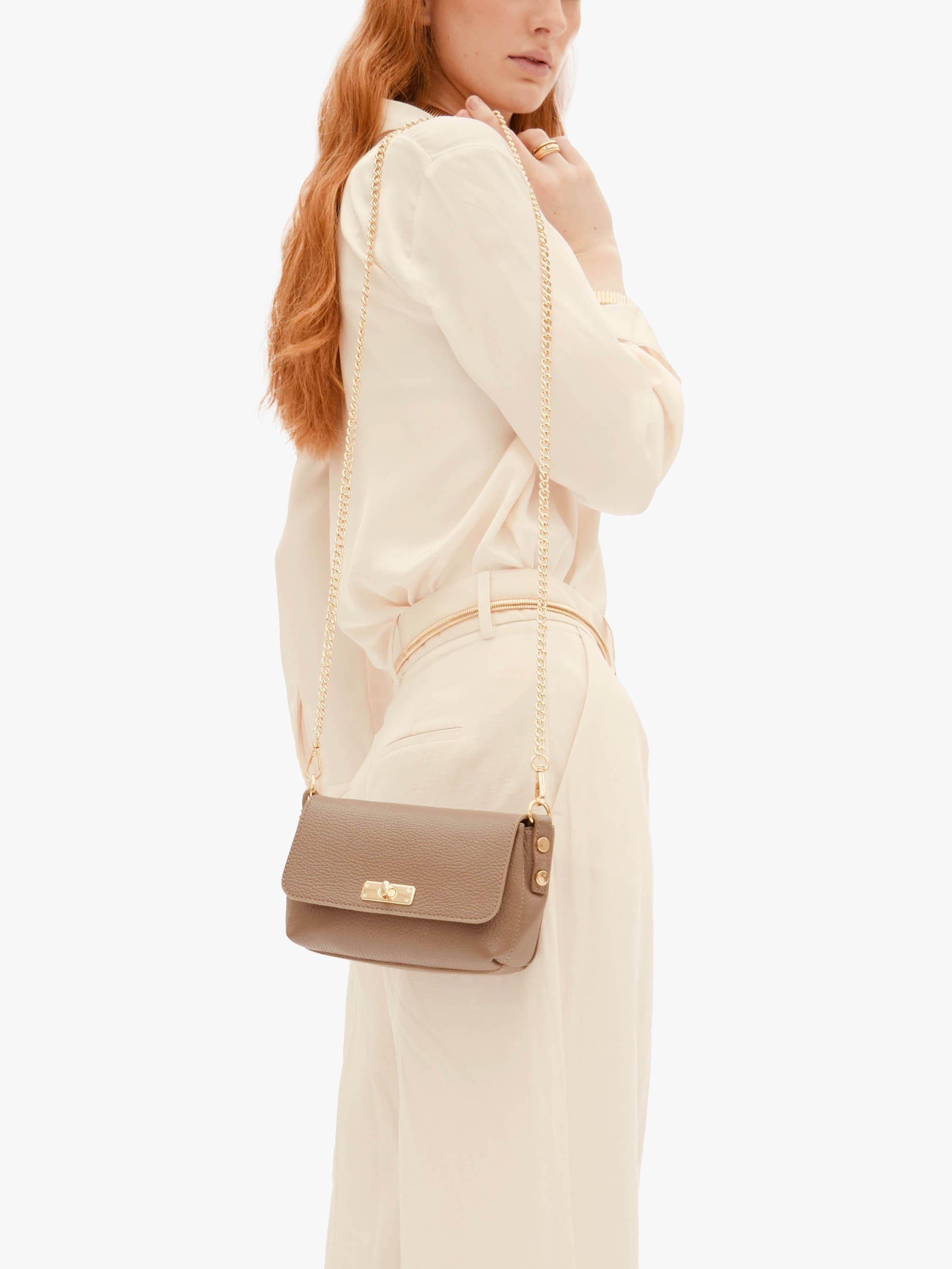 Product image 8 of 9, which shows Apatchy London The Maisie Leather Crossbody Bag, Mink