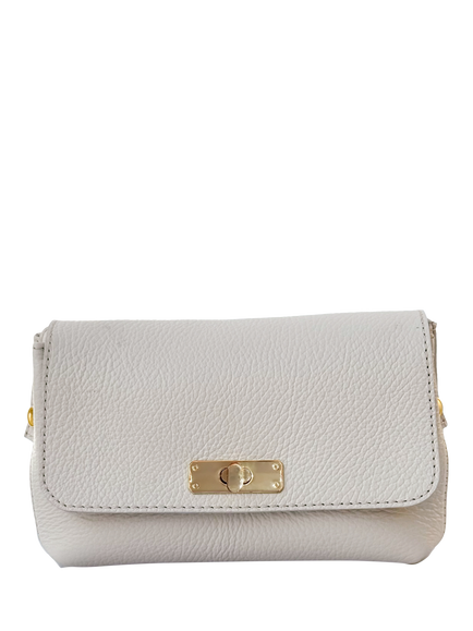 Apatchy London The Maisie Mini Leather Crossbody Bag with Slim Flat Crossbody Strap - view 2, Stone