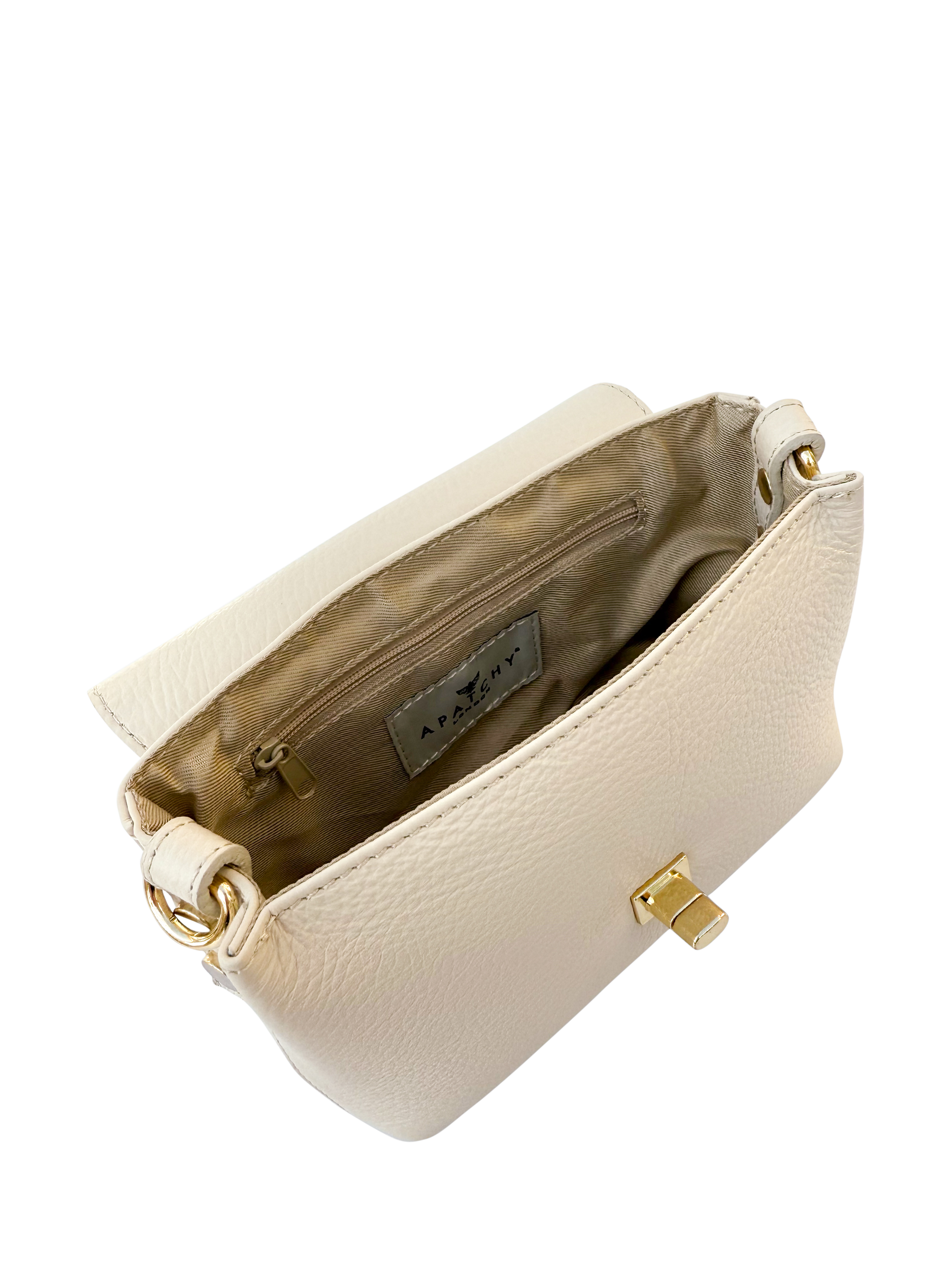 Product image 3 of 9, which shows Apatchy London The Maisie Leather Crossbody Bag, Stone