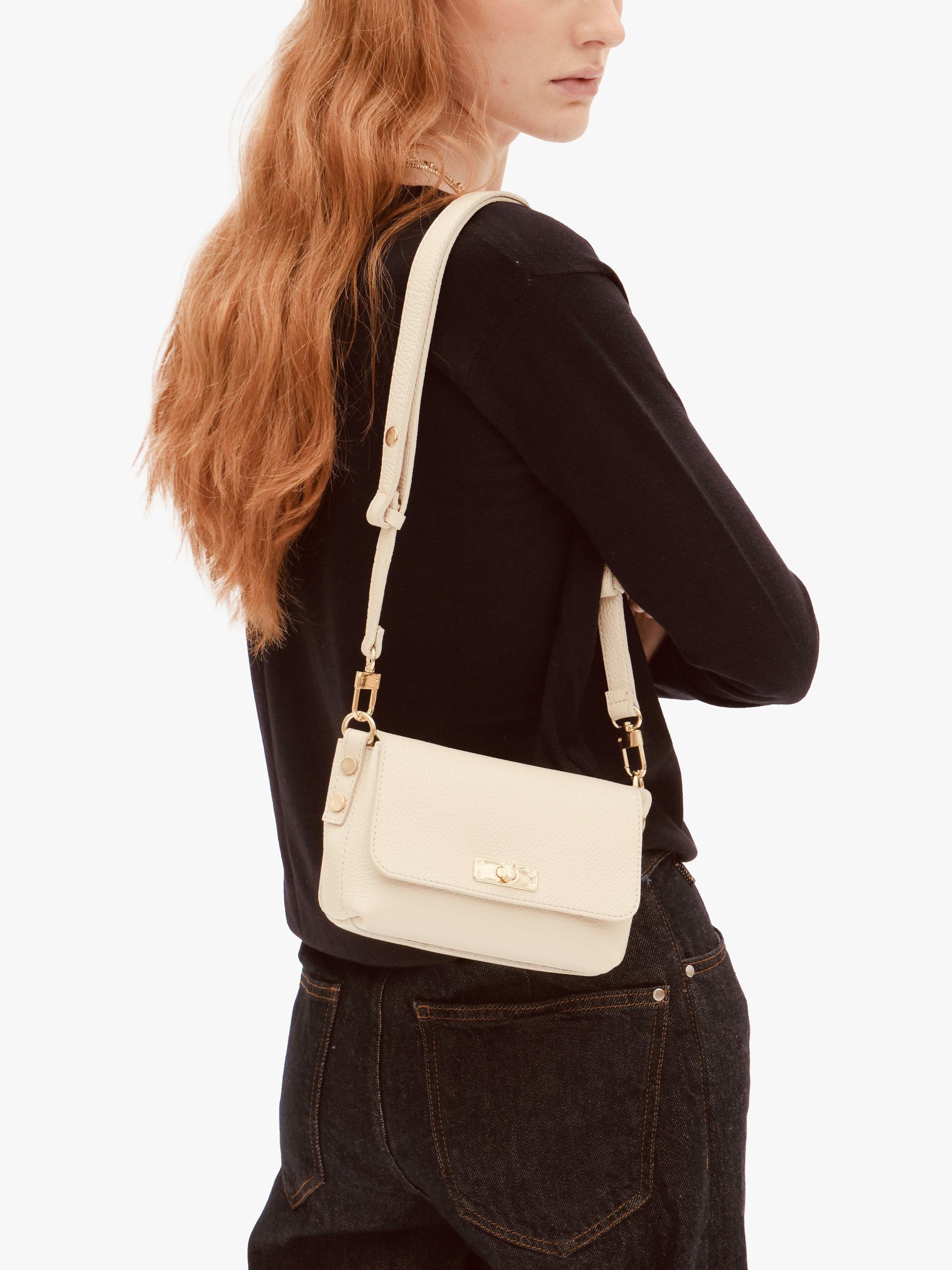 Product image 8 of 9, which shows Apatchy London The Maisie Leather Crossbody Bag, Stone
