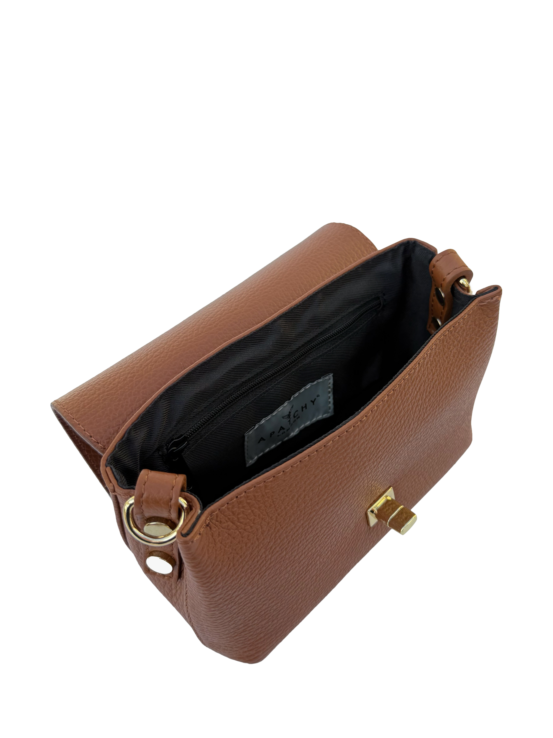 Product image 3 of 8, which shows Apatchy London The Maisie Leather Crossbody Bag, Tan