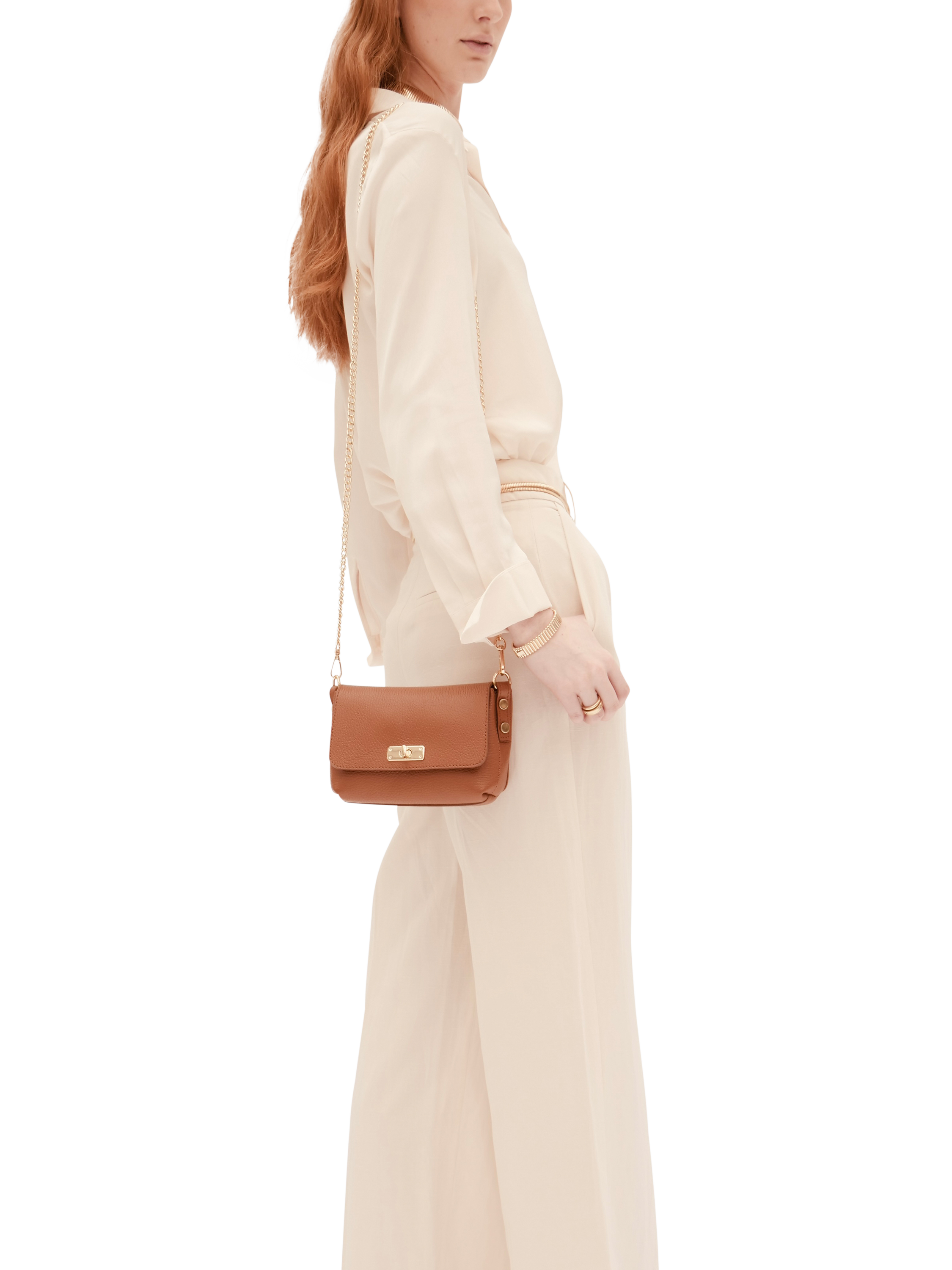 Product image 6 of 8, which shows Apatchy London The Maisie Leather Crossbody Bag, Tan