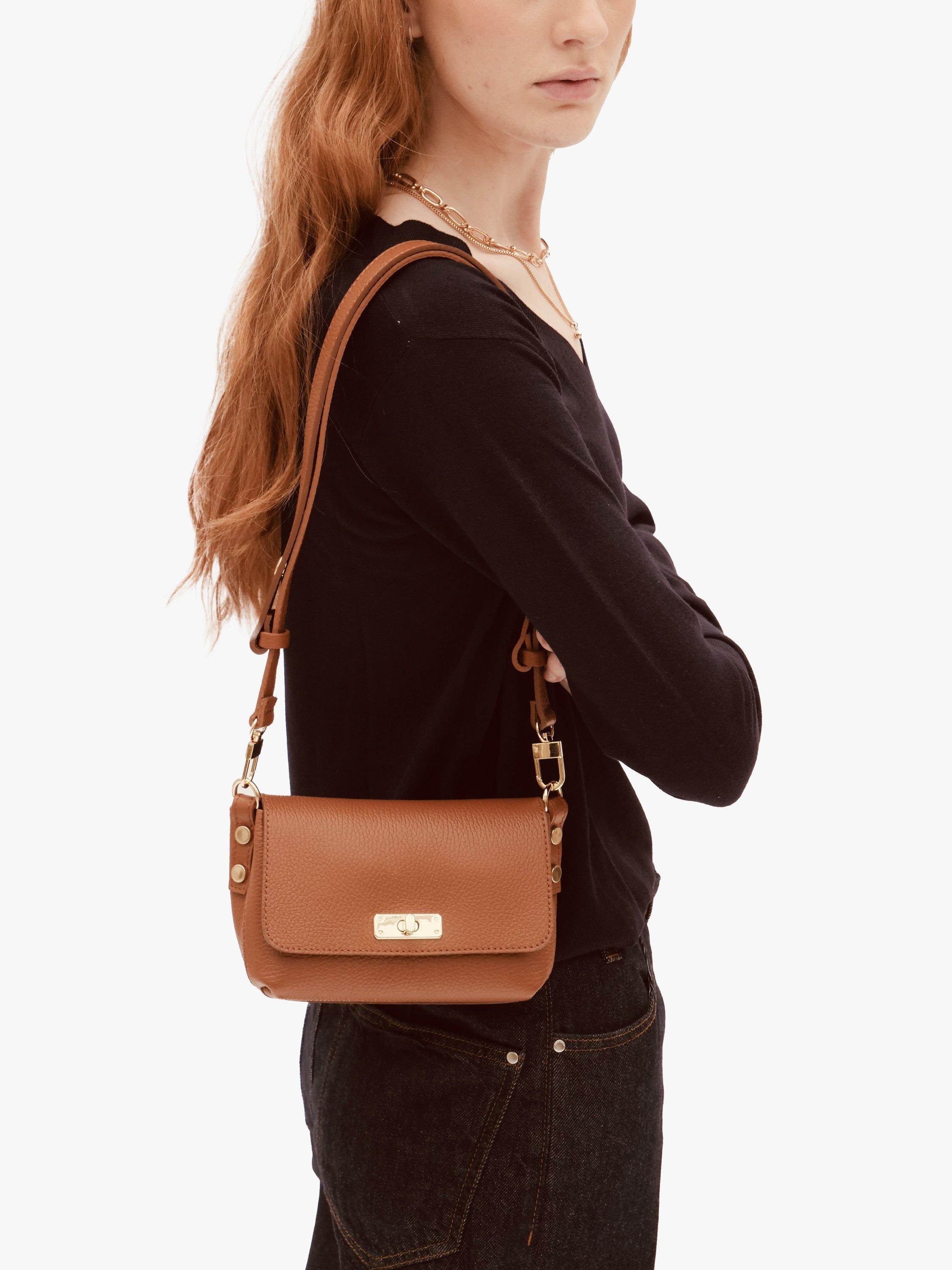 Product image 8 of 8, which shows Apatchy London The Maisie Leather Crossbody Bag, Tan