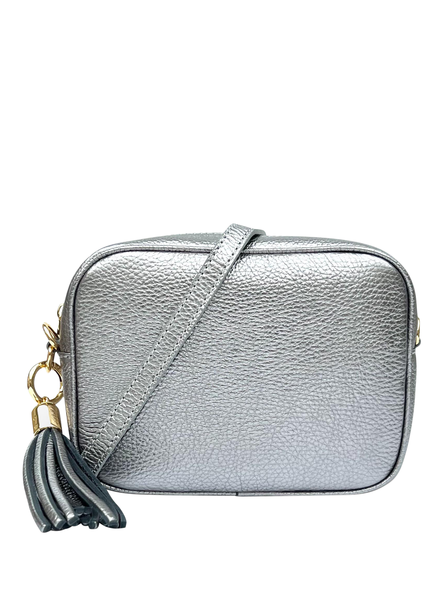 Product image 2 of 6, which shows Apatchy London Chain Strap Leather Camera Bag, Pewter