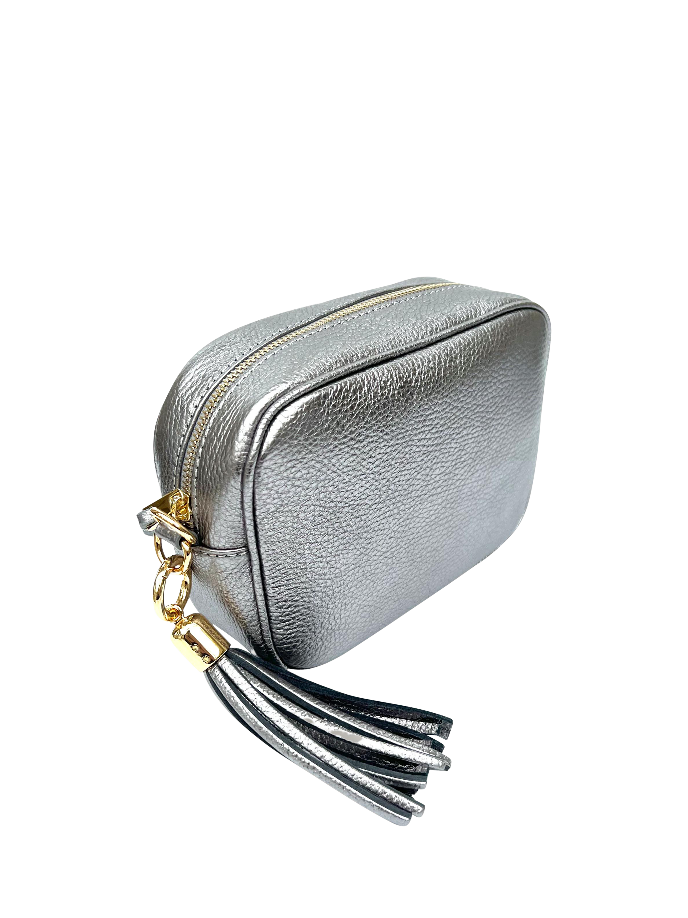 Product image 4 of 6, which shows Apatchy London Chain Strap Leather Camera Bag, Pewter
