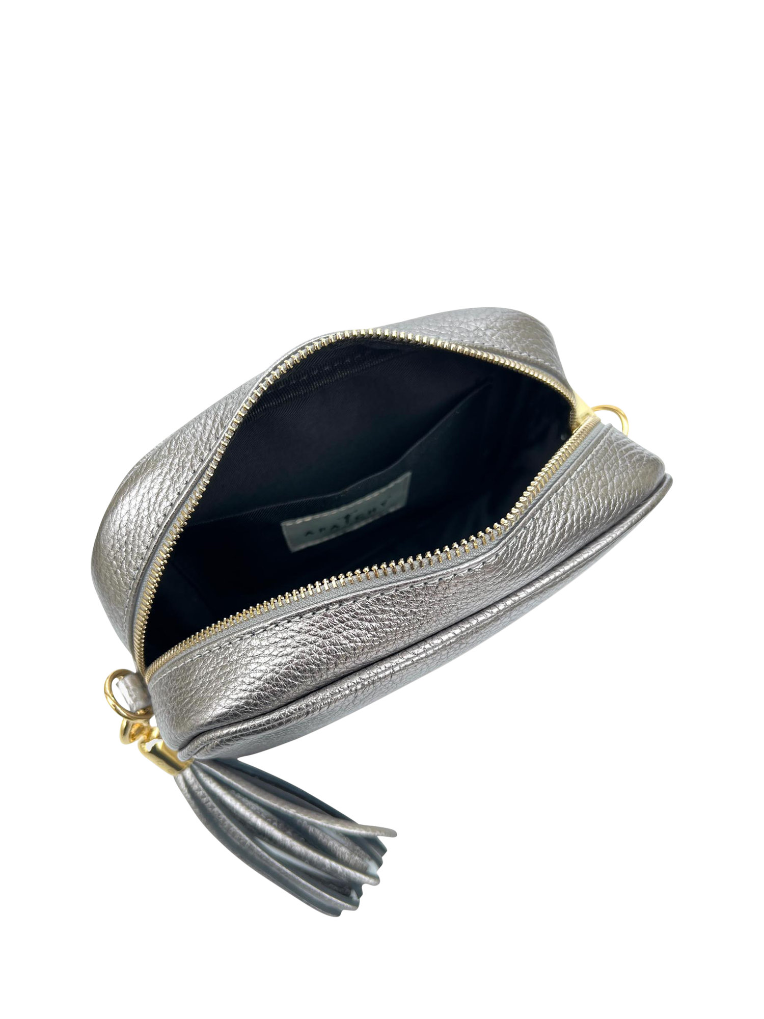 Product image 5 of 6, which shows Apatchy London Chain Strap Leather Camera Bag, Pewter