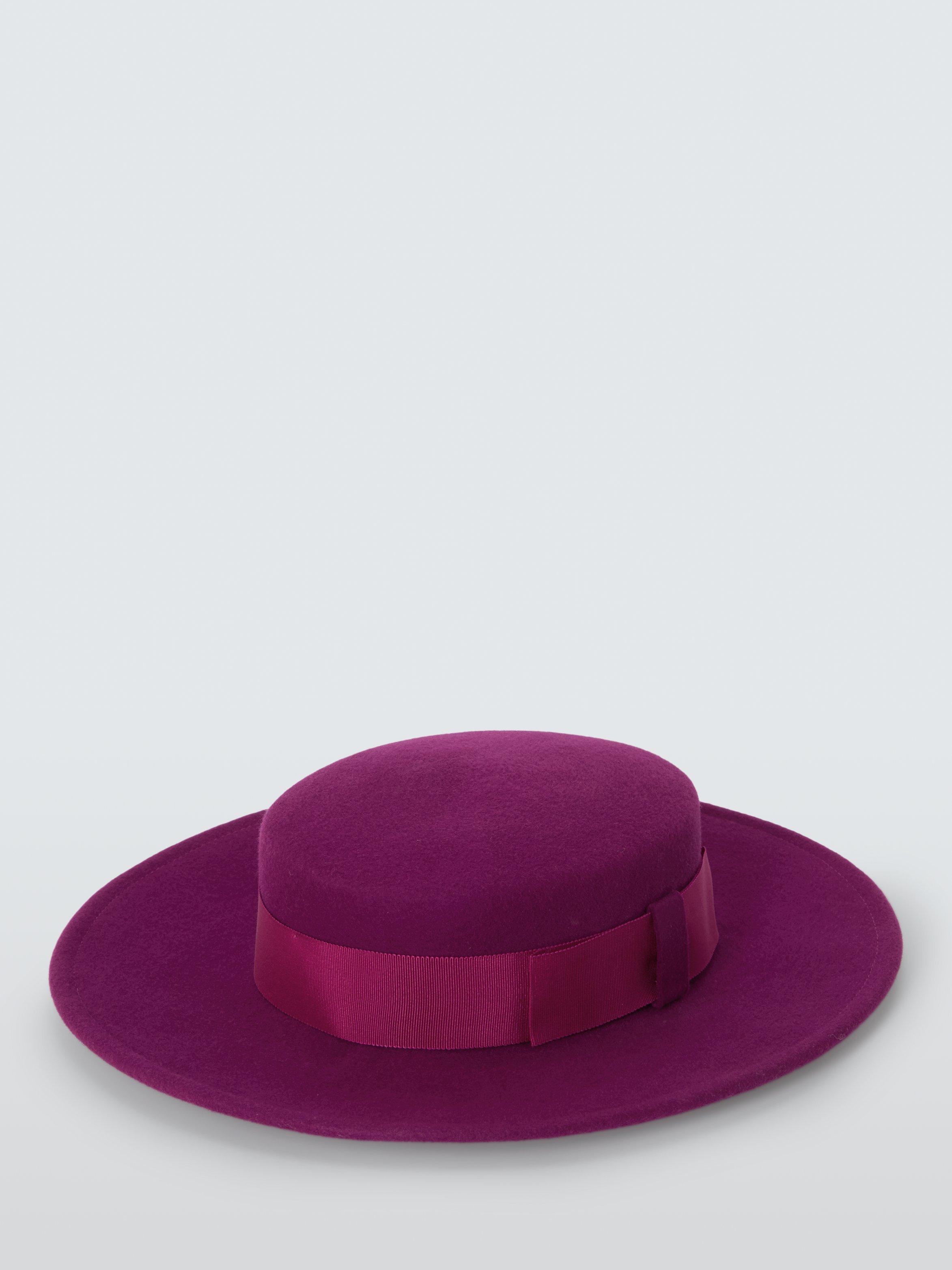 Product image 2 of 4, which shows Whiteley Kennedy Wool Felt Boater Occasion Hat, Magenta