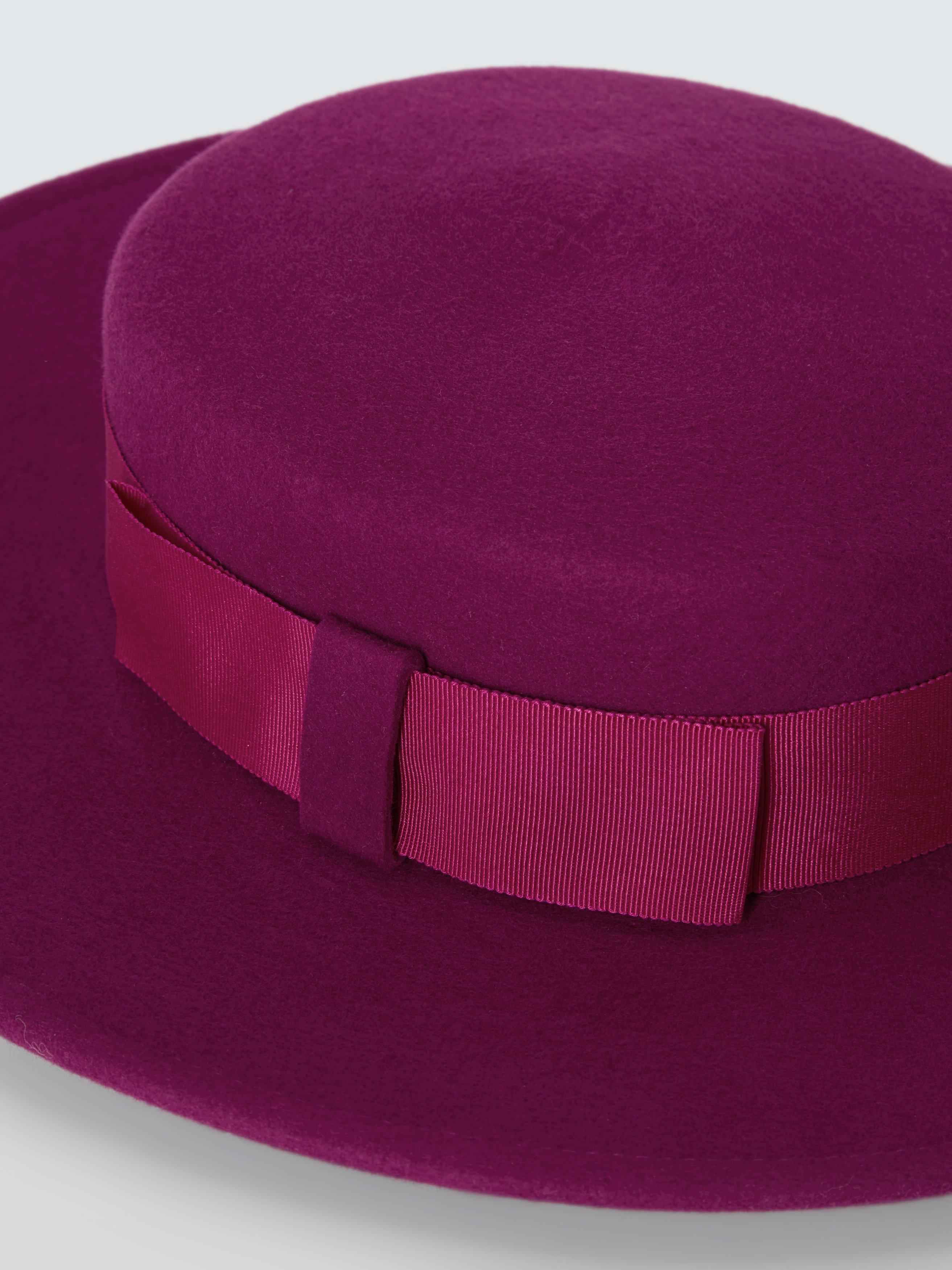 Product image 3 of 4, which shows Whiteley Kennedy Wool Felt Boater Occasion Hat, Magenta