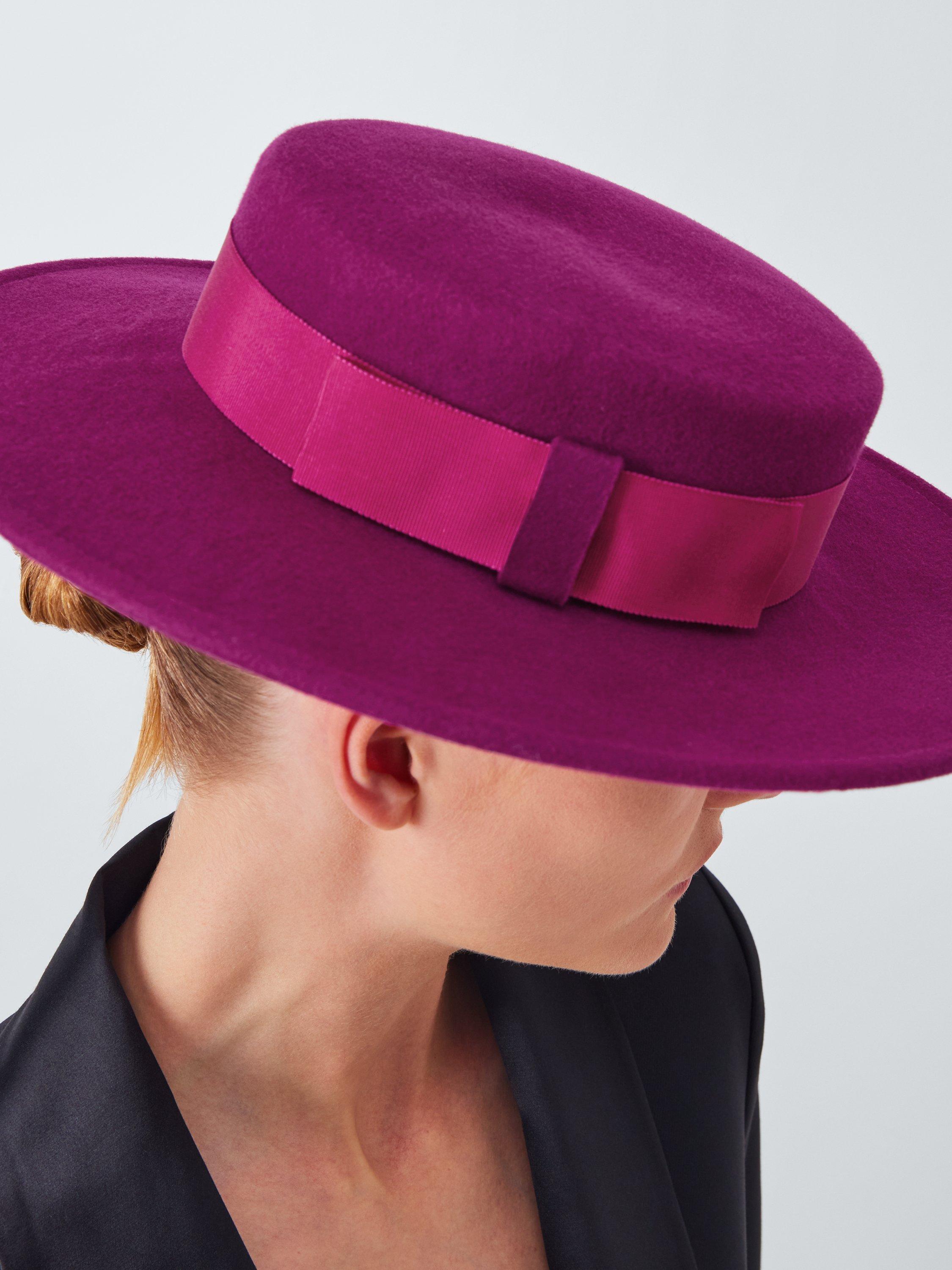 Product image 4 of 4, which shows Whiteley Kennedy Wool Felt Boater Occasion Hat, Magenta