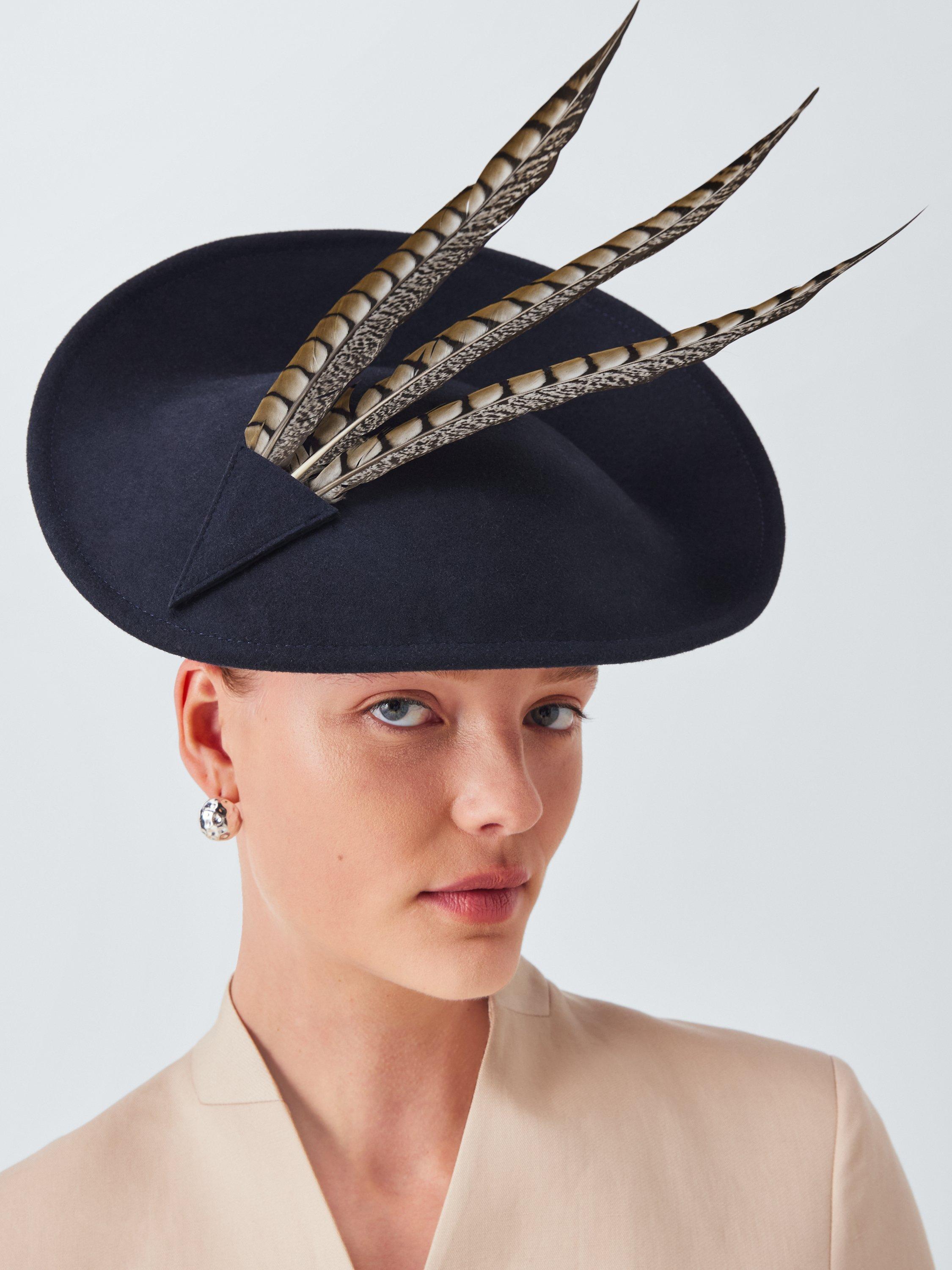Product image 1 of 4, which shows Whiteley Kimberley Feather Wool Felt Disc Fascinator, Navy