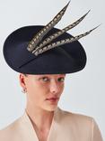Whiteley Kimberley Feather Wool Felt Disc Fascinator, Navy