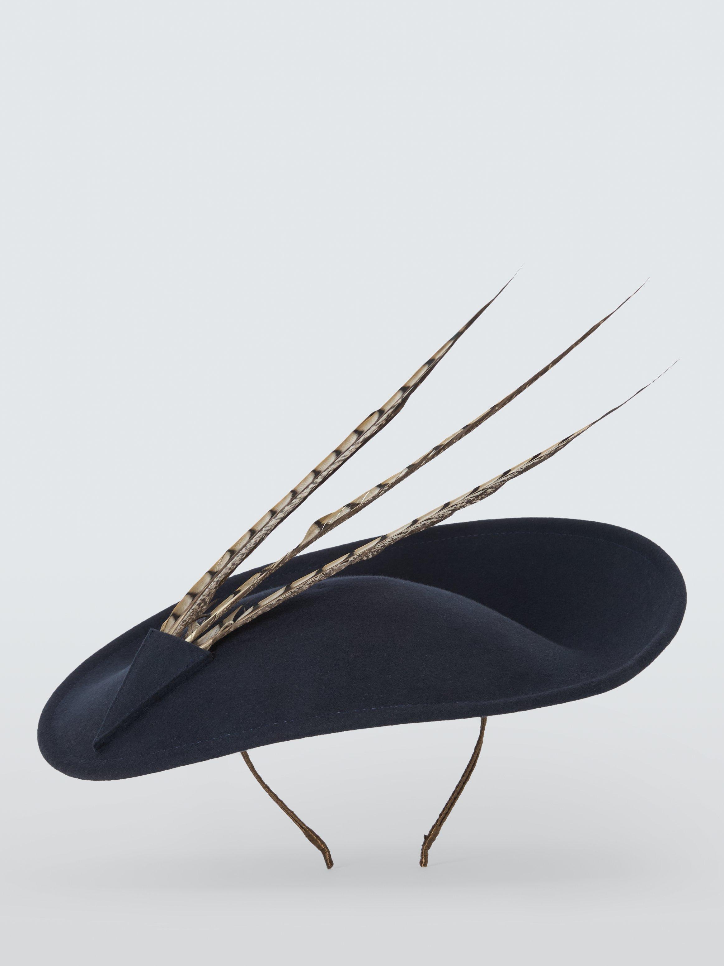 Product image 2 of 4, which shows Whiteley Kimberley Feather Wool Felt Disc Fascinator, Navy