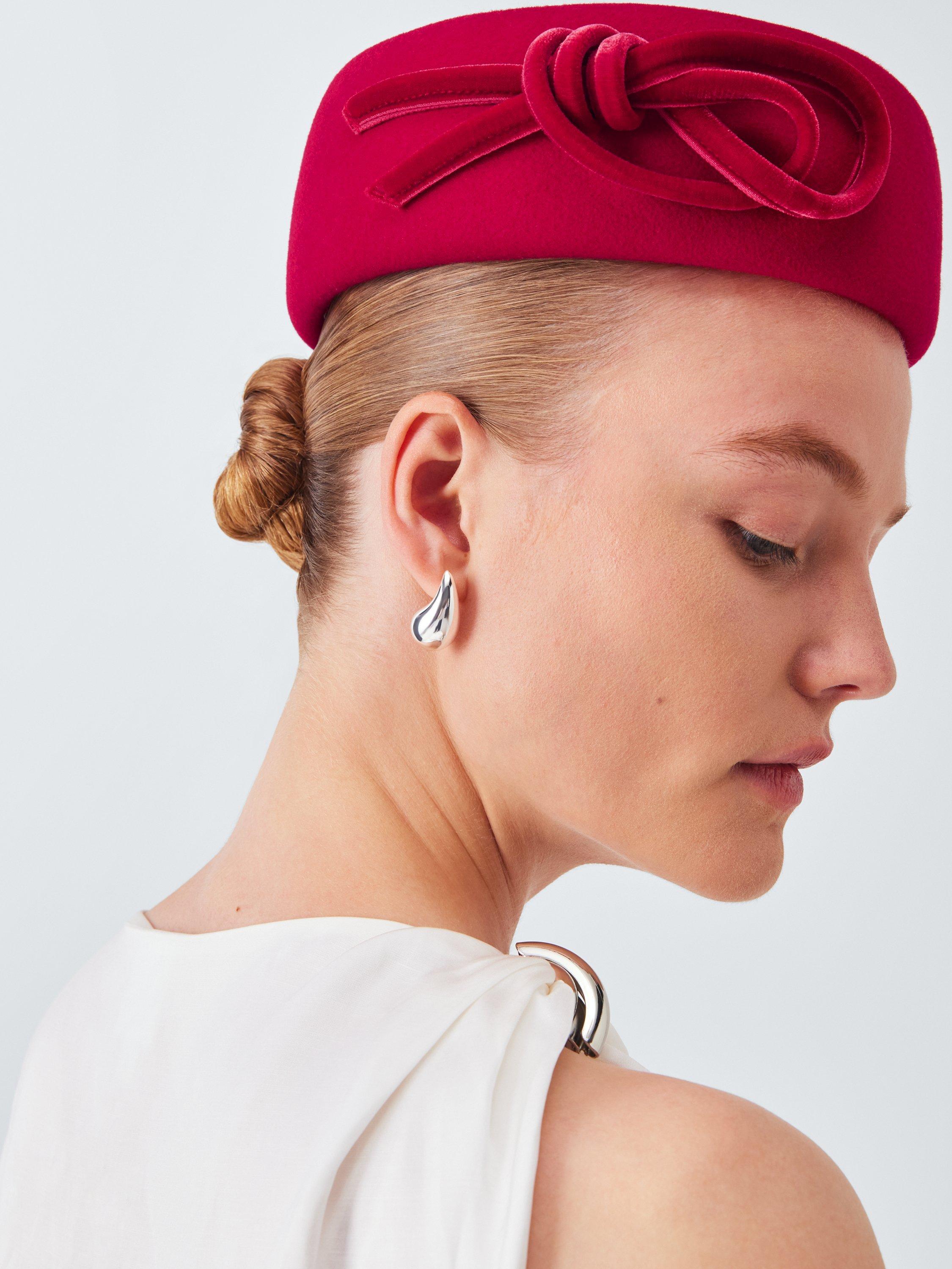 Product image 1 of 4, which shows Whiteley Kira Wool Felt Pillbox Fascinator, Red