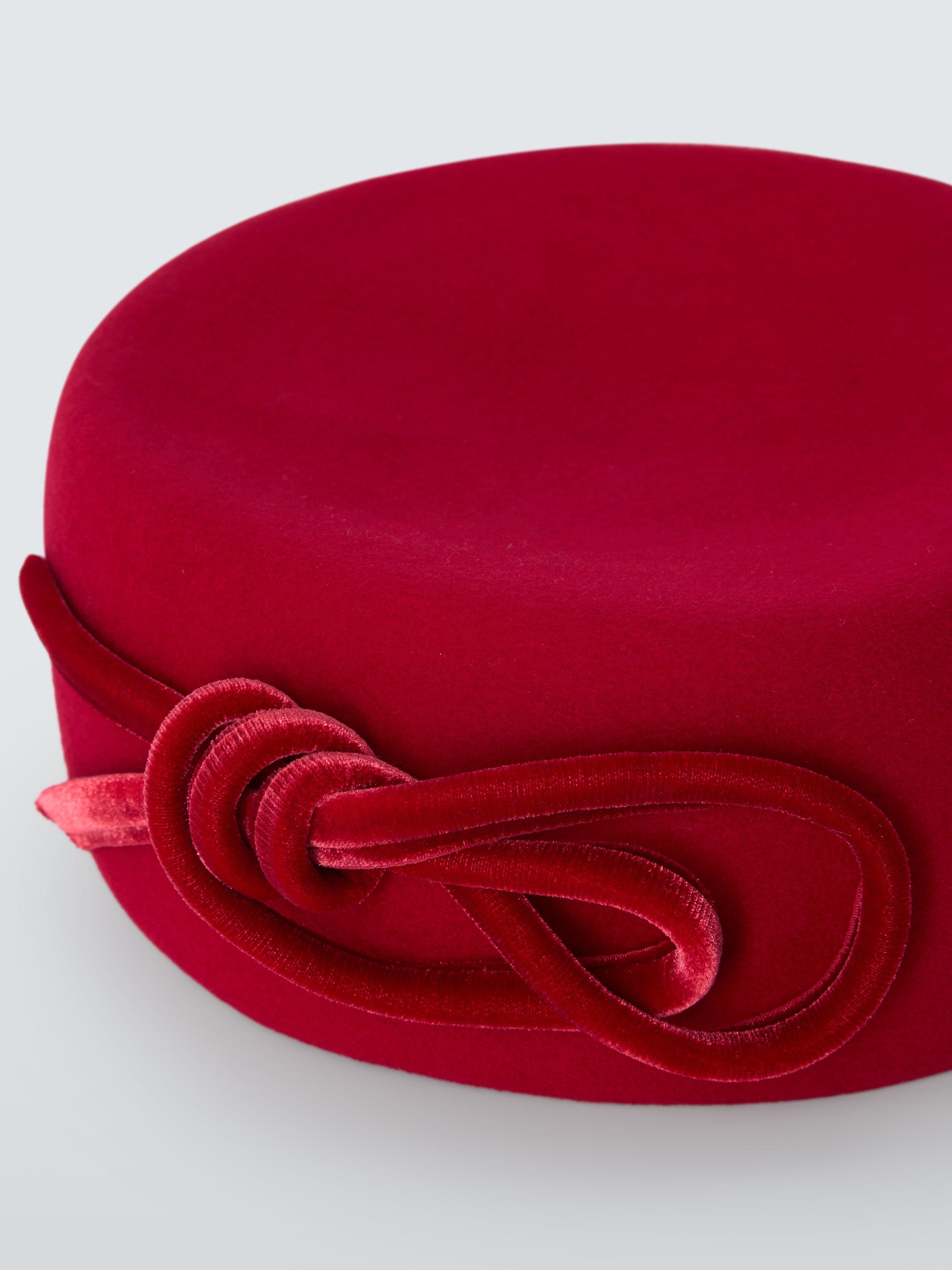 Product image 3 of 4, which shows Whiteley Kira Wool Felt Pillbox Fascinator, Red