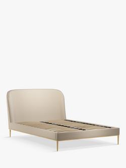 John Lewis Show-Wood Upholstered Bed Frame, Double, Brushed Tweed Beige