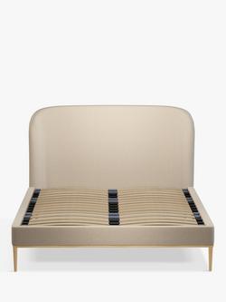 John Lewis Show-Wood Upholstered Bed Frame, Double - view 2, Brushed Tweed Beige