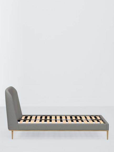 John Lewis Show-Wood Upholstered Bed Frame, Double - view 2, Soft Twill Smoke