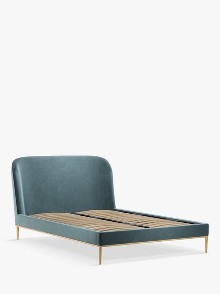 John Lewis Show-Wood Upholstered Bed Frame, King Size, Deep Velvet Petrol